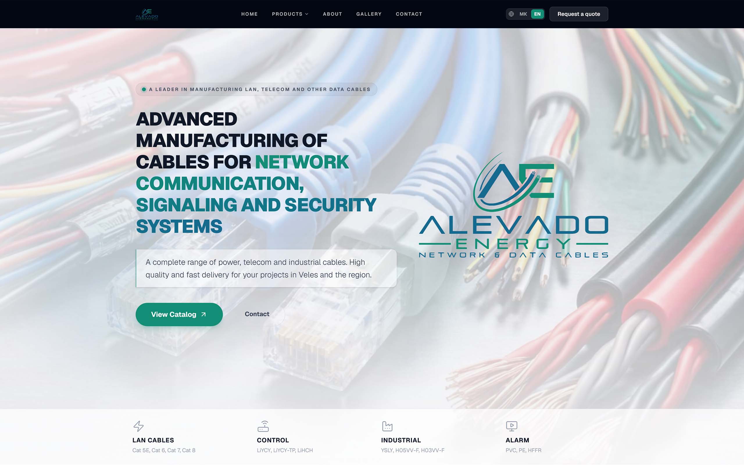Alevado Energy cable catalog website