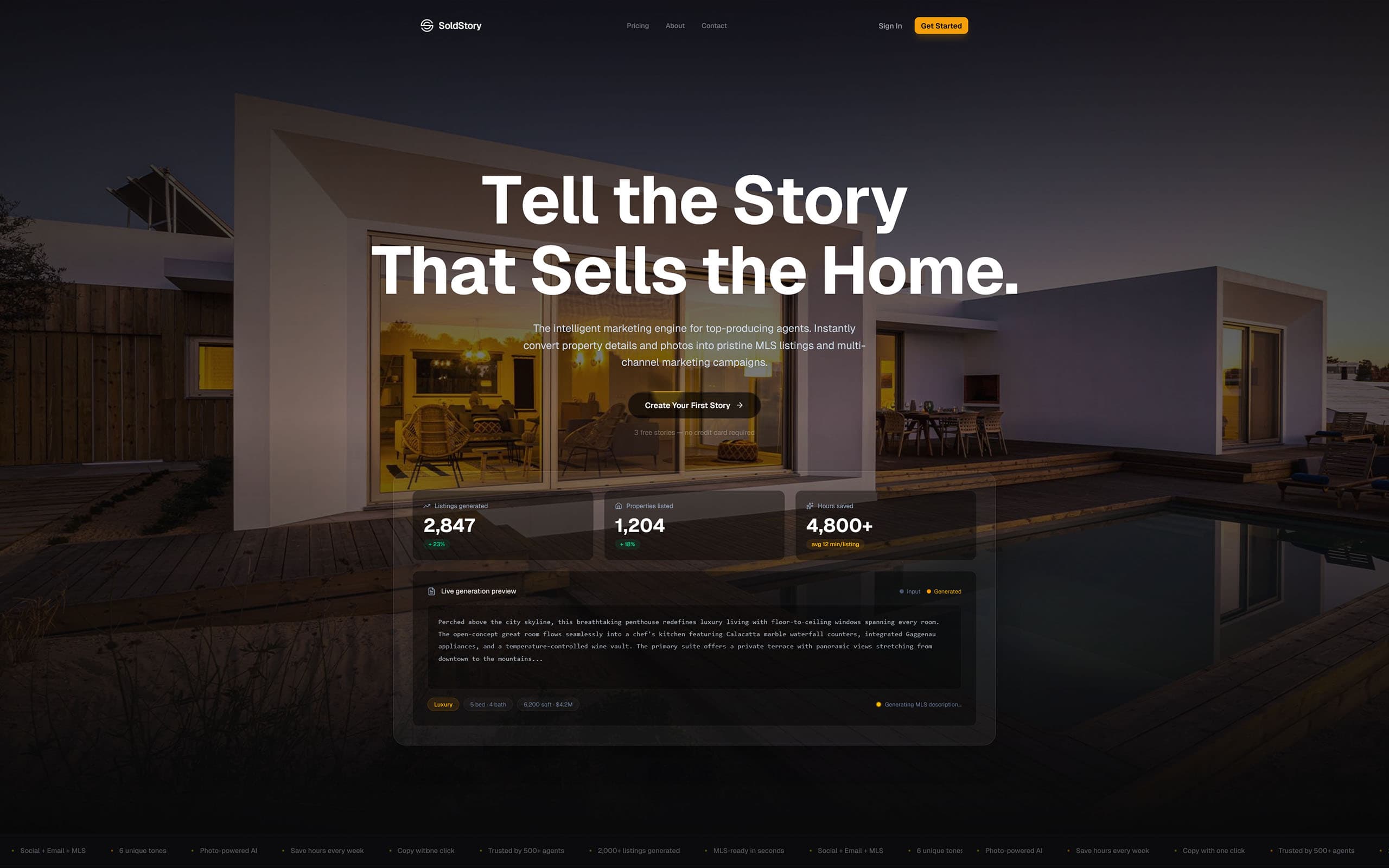 SoldStory AI real estate tool interface